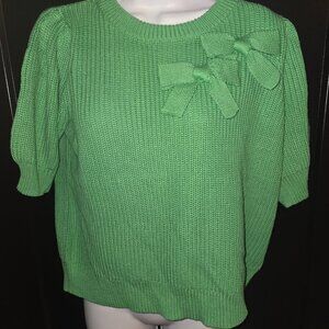 Jodifl Green Bow Cropped Sweater Sz L NWT